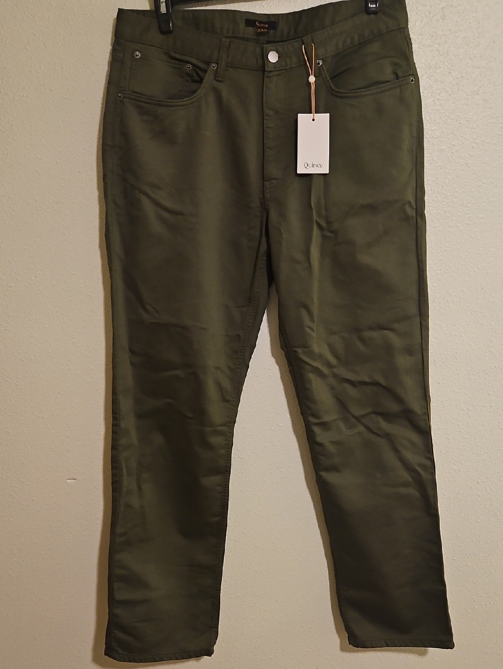 Quince NWT Comfort Stretch Traveler 5-Pocket Pants - Straight In Chive 35x32l